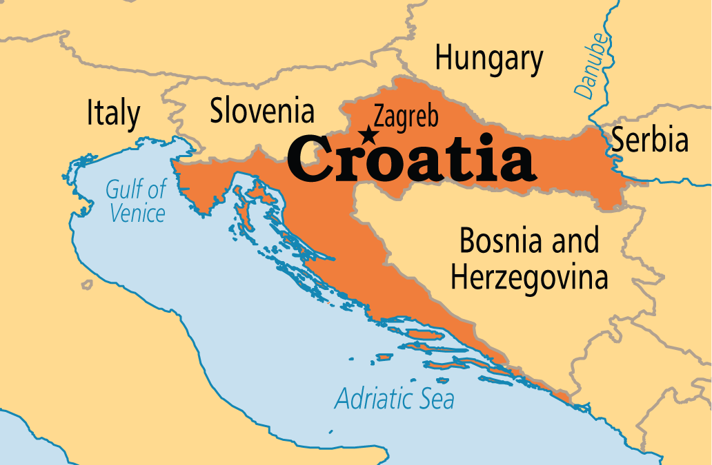 Croatia and neighbouring countries, map